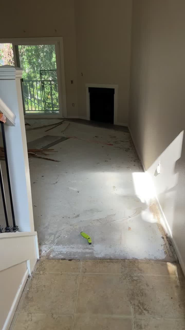 Video walkthrough of the exposed living room subfloor before installation